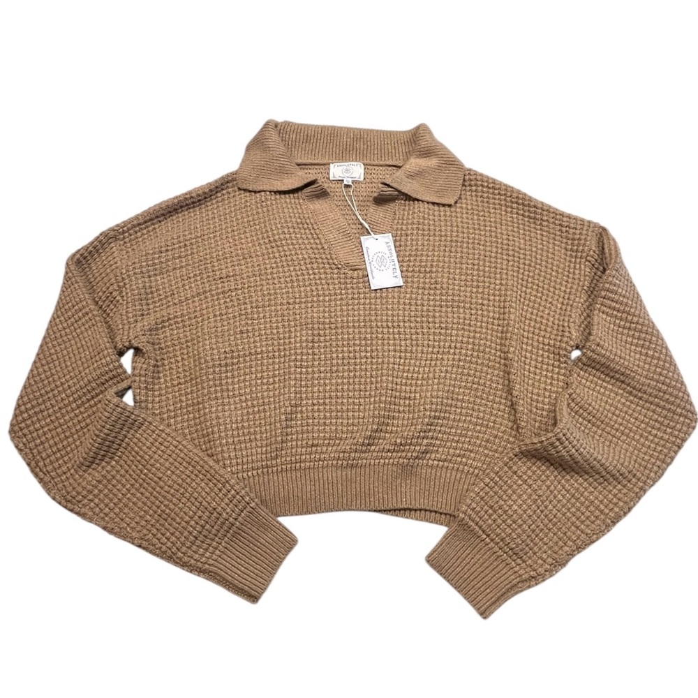 NWT Absolutely Tan Sweater With Collar Size XL